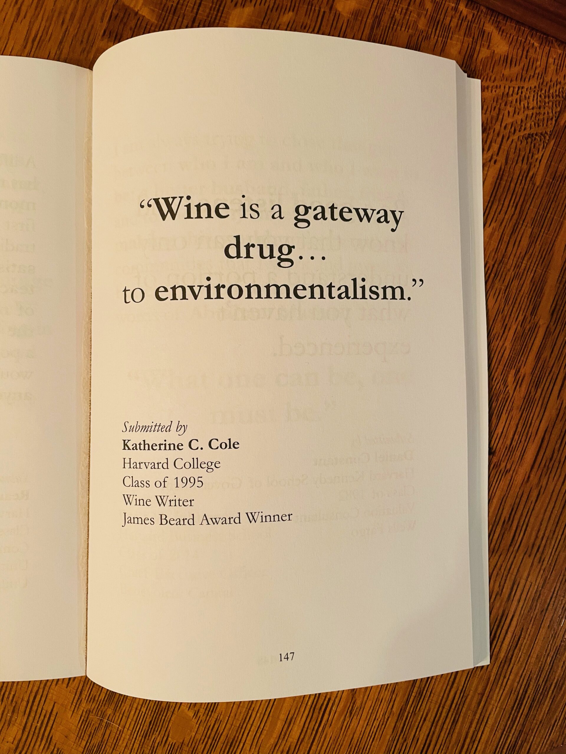 "wine is a gateway drug... to environmentalism"