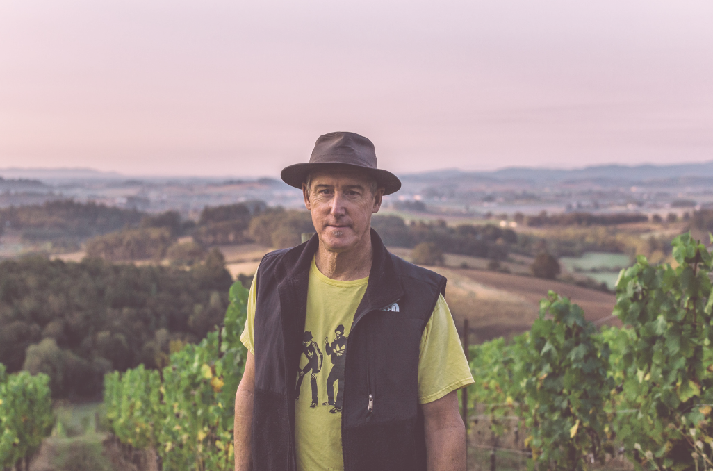 Jay Boberg in vineyard